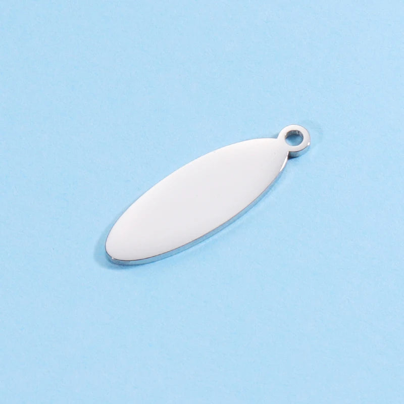 Fnixtar 20Pcs Oval Blank Charms Stainless Steel DIY Jewelry Making