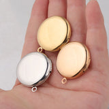 20Pcs 30*27mm Round Locket Charms Stainless Steel DIY Jewelry Making