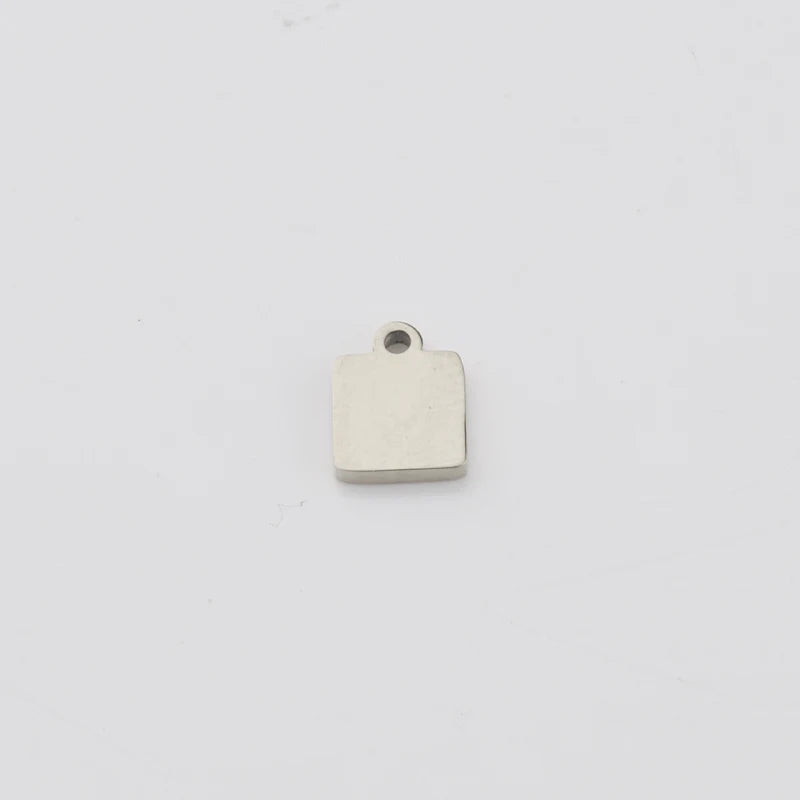 20Pcs 6.5mm Square Stainless Steel Charms for Jewelry Making