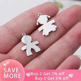 Fnixtar 20Pcs Stainless Steel Charms for DIY Pendant Family Jewelry