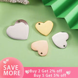 20Pcs 19*17mm Heart Charms Stainless Steel For DIY Necklace Earrings Keychain