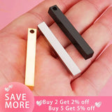 20Pcs 6*45mm Stainless Steel 3D Stamping Bar Blank Charms DIY Jewelry