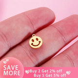 20Pcs 9mm Hollow Smile Face Charms Stainless Steel DIY Necklaces Bracelets