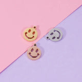 20Pcs 9mm Hollow Smile Face Charms Stainless Steel DIY Necklaces Bracelets