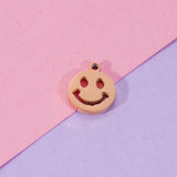 20Pcs 9mm Hollow Smile Face Charms Stainless Steel DIY Necklaces Bracelets
