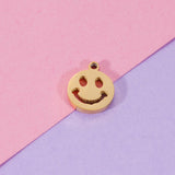 20Pcs 9mm Hollow Smile Face Charms Stainless Steel DIY Necklaces Bracelets