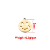 20Pcs 9mm Hollow Smile Face Charms Stainless Steel DIY Necklaces Bracelets