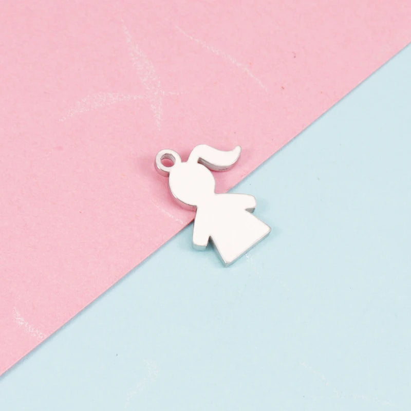 20Pcs Stainless Steel Boy Girl Pendant Charms DIY Jewelry Making