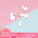 20Pcs Stainless Steel Boy Girl Pendant Charms DIY Jewelry Making