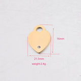 20Pcs Peach Rhinestone Heart Charms Stainless Steel For DIY Necklace Earrings