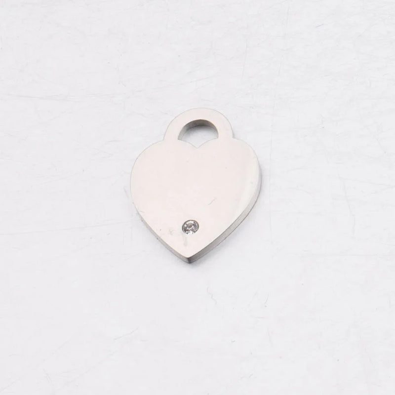 20Pcs Peach Rhinestone Heart Charms Stainless Steel For DIY Necklace Earrings