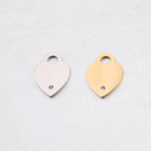 20Pcs Peach Rhinestone Heart Charms Stainless Steel For DIY Necklace Earrings