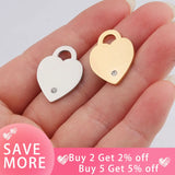 20Pcs Peach Rhinestone Heart Charms Stainless Steel For DIY Necklace Earrings