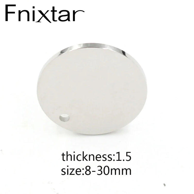 Fnixtar 20Pcs/Lot Stainless Steel Round Charms 8-30mm