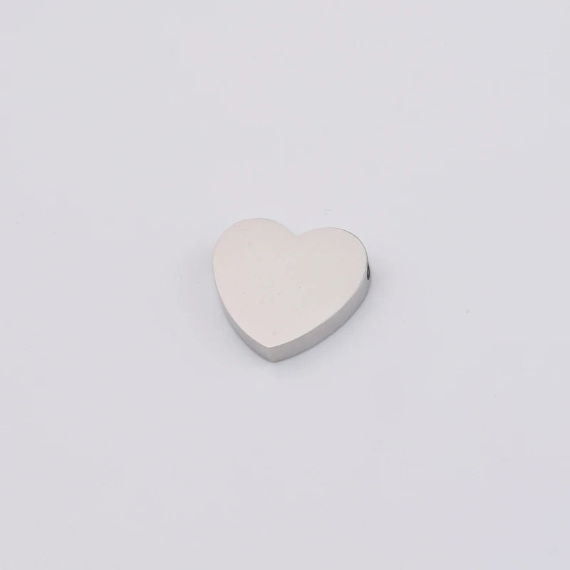 20Pcs Stainless Steel Heart Beads for DIY Name Logo Necklaces Bracelets