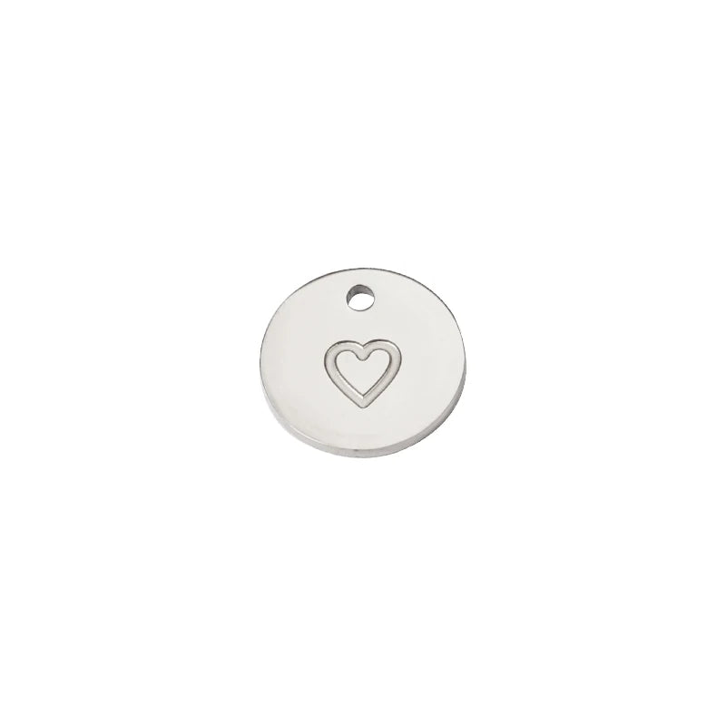 Fnixtar 20Pcs Heart Charms Stainless Steel Pendant DIY Necklaces