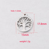 20Pcs Hollow Wish Tree Charms Stainless Steel DIY Necklaces Bracelets Keychain