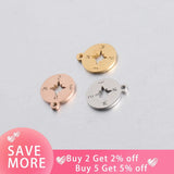 20pcs 12mm Stainless Steel Hollow Compass Pendant Charms DIY Necklace Keychain