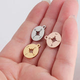20pcs 12mm Stainless Steel Hollow Compass Pendant Charms DIY Necklace Keychain