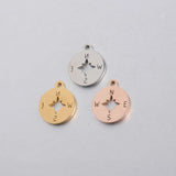 20pcs 12mm Stainless Steel Hollow Compass Pendant Charms DIY Necklace Keychain