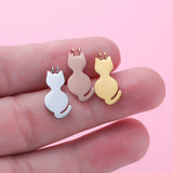 Fnixtar 20pcs 8.5mm Cat Pendant Stainless Steel Charms DIY Necklace Making