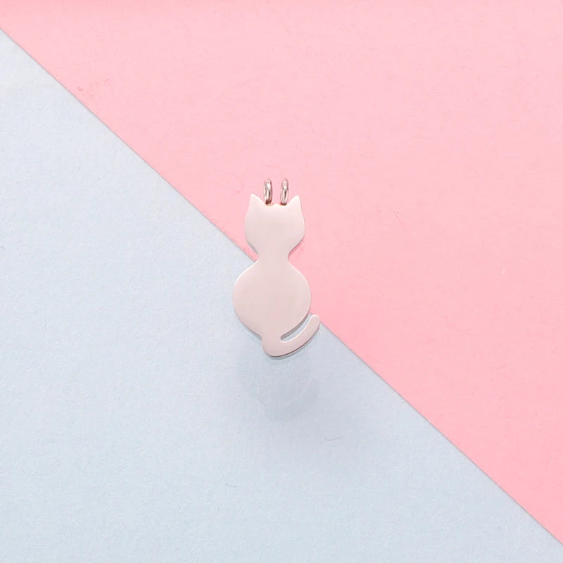 Fnixtar 20pcs 8.5mm Cat Pendant Stainless Steel Charms DIY Necklace Making