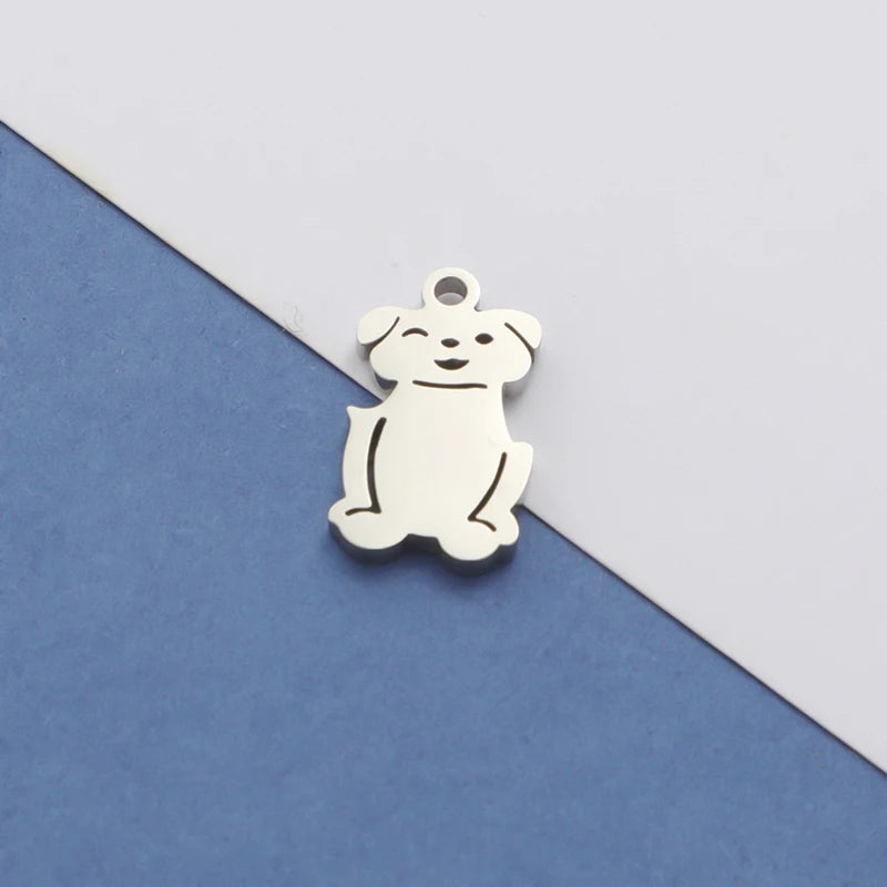 Fnixtar 20pcs Stainless Steel Cat Dog Charms for Jewelry Making