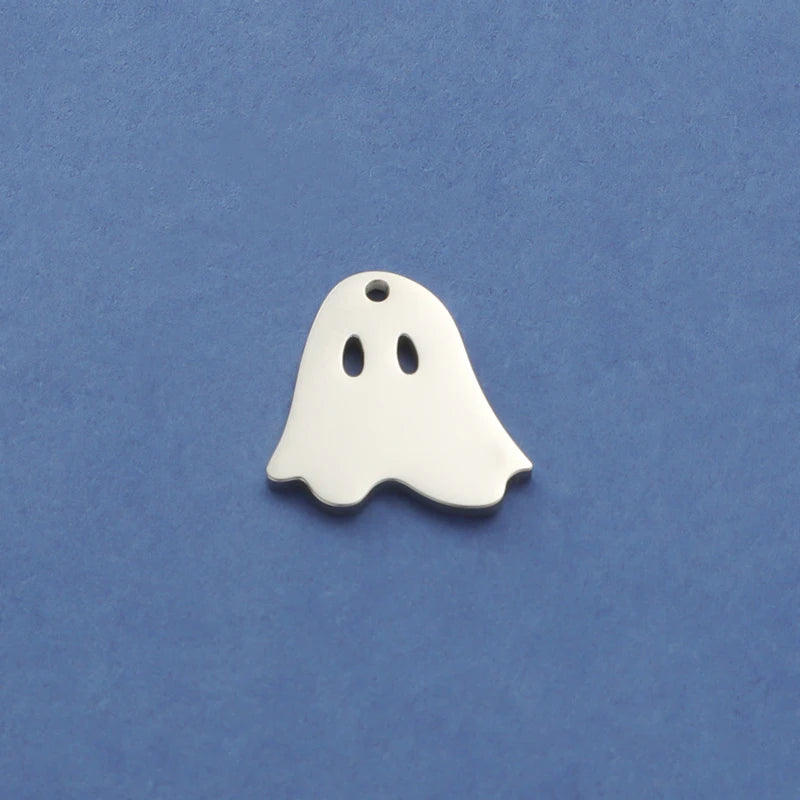 Fnixtar 20pcs Stainless Steel Ghost Pendant Charms Halloween Necklace DIY