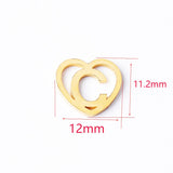 26Pcs 12mm Heart Initials Alphabet Charms Stainless Steel Letter A-Z Charms