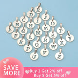 Fnixtar 26pcs Stainless Steel 10mm Letter Charms DIY Pendant Melon Seeds Buckle
