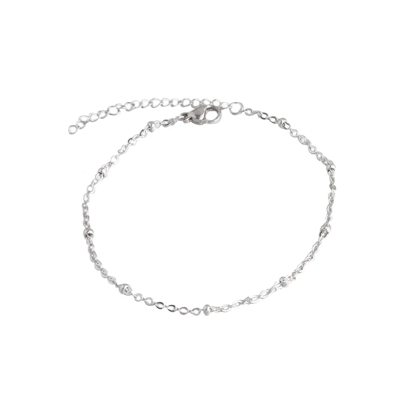 2mm Stainless Steel Clamp Bead Chain Bracelet DIY Ball Bead Chain 21+5cm