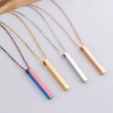 5Pcs Stainless Steel Square Strip Bar Pendants Necklaces DIY Logo Name Jewelry