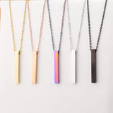5Pcs Stainless Steel Square Strip Bar Pendants Necklaces DIY Logo Name Jewelry