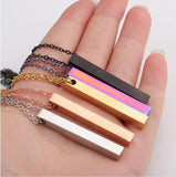 5Pcs Stainless Steel Square Strip Bar Pendants Necklaces DIY Logo Name Jewelry