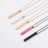 5Pcs Stainless Steel Square Strip Bar Pendants Necklaces DIY Logo Name Jewelry