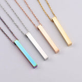 5Pcs Stainless Steel Square Strip Bar Pendants Necklaces DIY Logo Name Jewelry