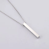 5Pcs Stainless Steel Square Strip Bar Pendants Necklaces DIY Logo Name Jewelry