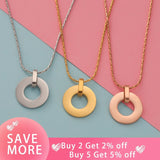 5pcs Stainless Steel Round Blank Pendant Necklace Mirror Polish Hollow Charm