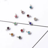 60Pcs Stainless Steel Birthstone Charms 6.5mm Rhinestones DIY Jewelry Making
