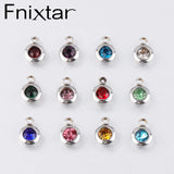 60Pcs Stainless Steel Birthstone Charms 6.5mm Rhinestones DIY Jewelry Making