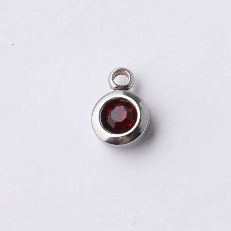 60Pcs Stainless Steel Birthstone Charms 6.5mm Rhinestones DIY Jewelry Making