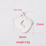Double Baby Feet Charm With Rhinestone Stainless Steel DIY Jewelry