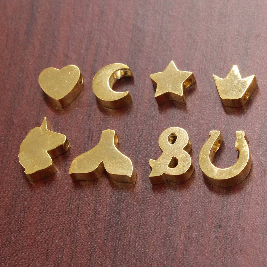 Fnixtar Stainless Steel Heart Star Crown Beads 20pc