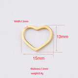 Hollow Heart Charms Stainless Steel Love Heart Charm Pendants DIY 20Pcs