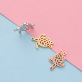 Fnixtar Hollow Sea Turtle Charm Stainless Steel Mirror Polishe Charms 20pcs