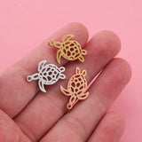 Fnixtar Hollow Sea Turtle Charm Stainless Steel Mirror Polishe Charms 20pcs