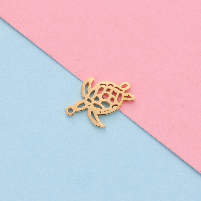 Fnixtar Hollow Sea Turtle Charm Stainless Steel Mirror Polishe Charms 20pcs