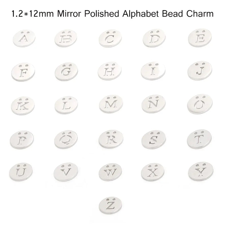 Mirror Polish Stainless Steel Initial Alphabet Charm DIY Jewelry 26Piece/lot