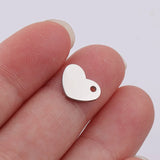 Fnixtar Small Love Heart Charm Mirror Polish Stainless Steel DIY Heart Charm