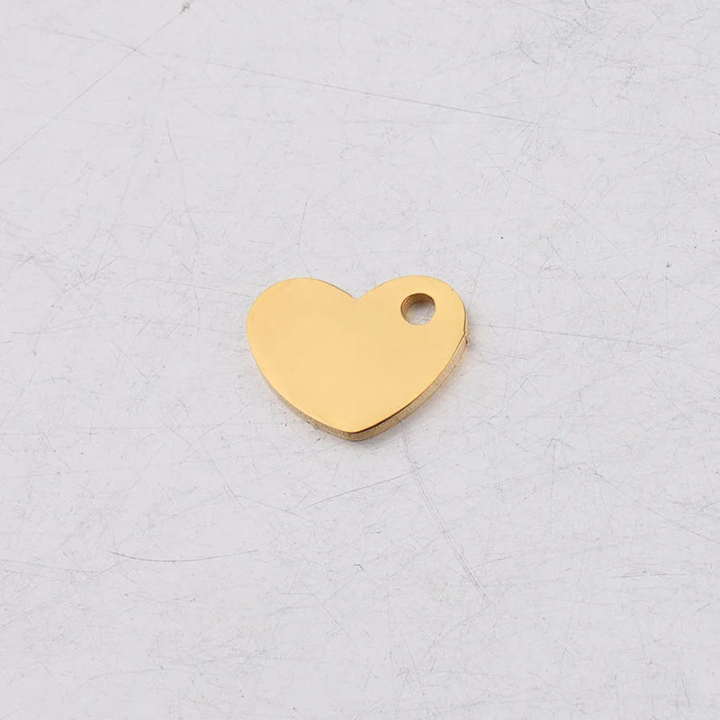 Fnixtar Small Love Heart Charm Mirror Polish Stainless Steel DIY Heart Charm